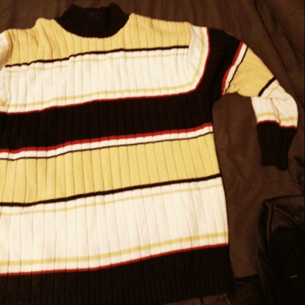 South Pole Black, White, And Yellow Turtleneck Sweater